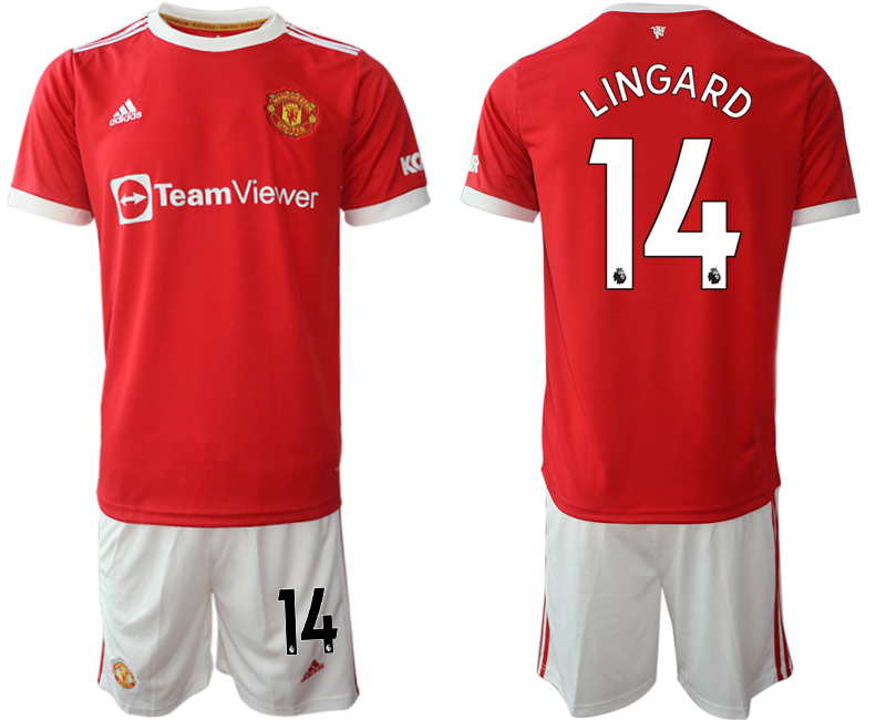 Men 2021-2022 Club Manchester United home red #14 Adidas Soccer Jersey->manchester united jersey->Soccer Club Jersey